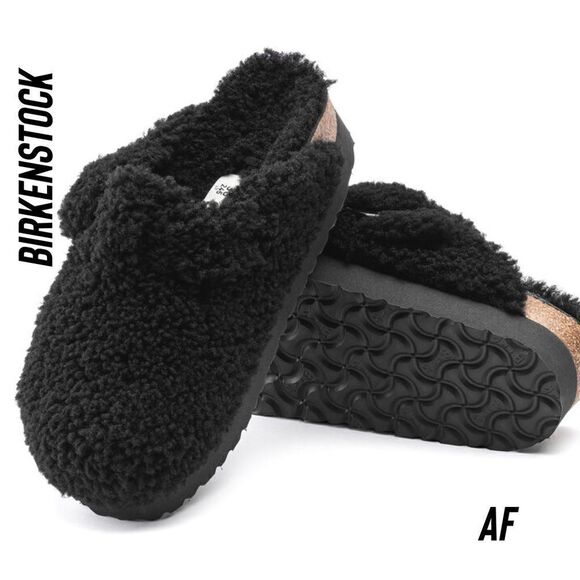BIRKENSTOCK BOSTON SHEARLING IN TEDDY BLACK NWT Size 39 - Picture 3 of 9